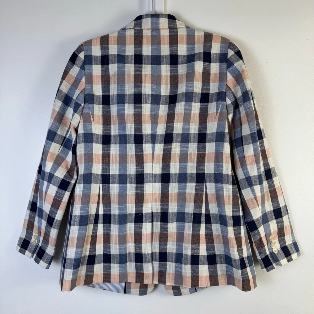 Talbots Plaid Blazer Women’s Size 8 Multicolor Classic Career Jacket Pink Navy